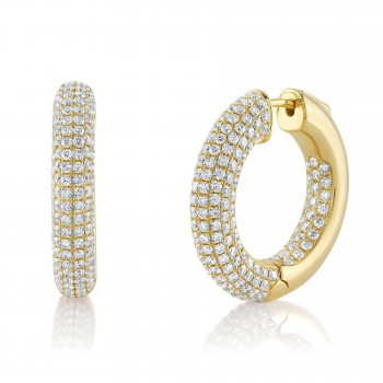 Diamond Multi-Row Pave Hoop Earrings 14K Yellow Gold (3.94ct)