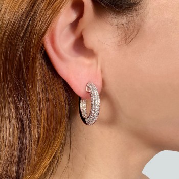 Diamond Multi-Row Pave Hoop Earrings 14K Rose Gold (3.94ct)