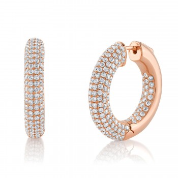 Diamond Multi-Row Pave Hoop Earrings 14K Rose Gold (3.94ct)