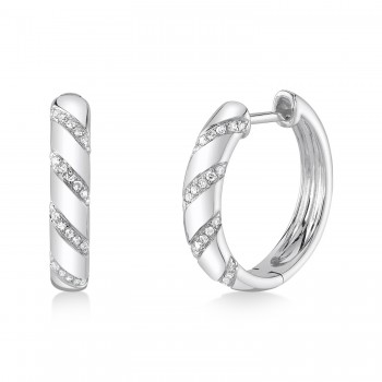 Small Round Diamond Hoop Earring in 14k White Gold (0.13ct)