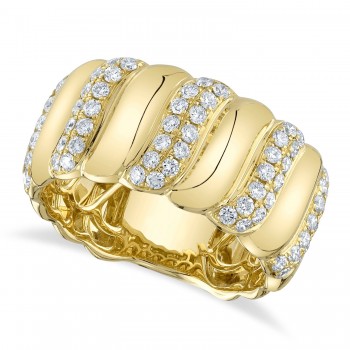 Pave Diamond Wide Wave Band Ring 14K Yellow Gold (0.75ct)