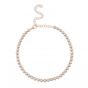 Cultured Pearl Tennis Pendant Necklace 14K Rose Gold (5mm)