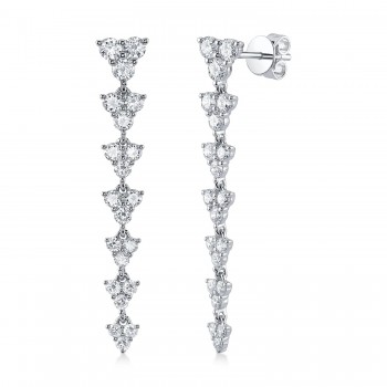 Dangling Diamond Drop Earrings in 14k White Gold (1.82ct)