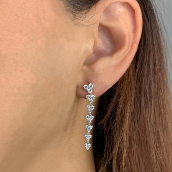 Dangling Diamond Drop Earrings in 14k White Gold (1.82ct)