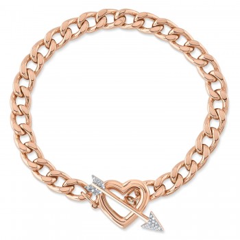 Diamond Heart & Arrow Link Bracelet 14K Rose Gold (0.07ct)