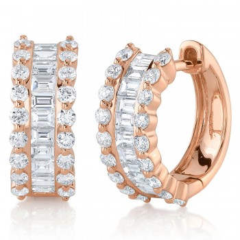 Baguette Lab Grown Diamond Huggie Earrings 14k Rose Gold (1.16ct)