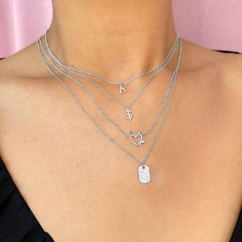 Diamond Pave Wishbone Pendant Necklace 14K White Gold (0.03ct)