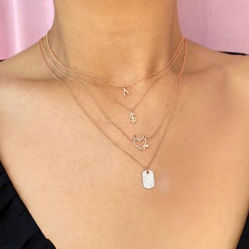 Diamond Pave Wishbone Pendant Necklace 14K Rose Gold (0.03ct)