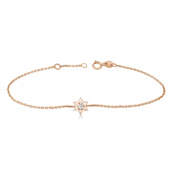 Lab Grown Diamond Jewish Star of David Petite Bracelet 14K Rose Gold (0.03ct)