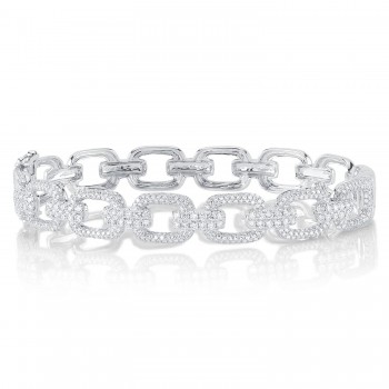 Diamond Link Bangle Bracelet 14K White Gold (1.97ct)