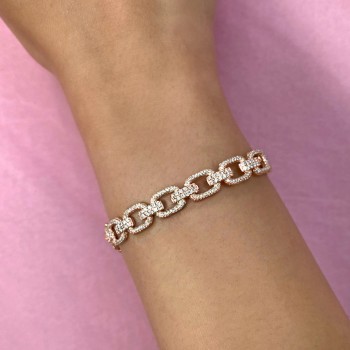 Diamond Link Bangle Bracelet 14K Rose Gold (1.97ct)
