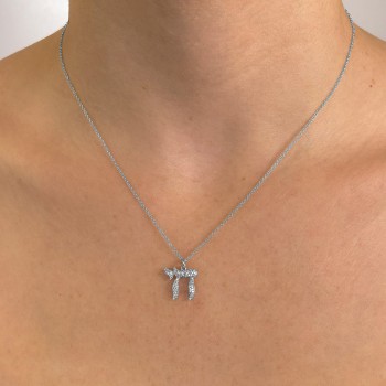 Diamond Chai Hebrew Pendant Necklace 14K White Gold (0.30ct)