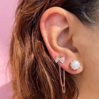 Diamond Bow Earrings 14K Rose Gold (0.23ct)