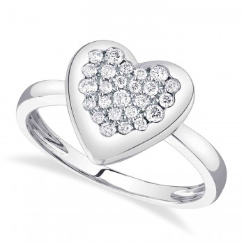 Diamond Heart Ring 14K White Gold (0.26 ct)