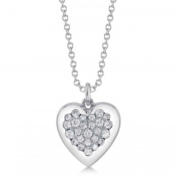 Diamond Heart Pendant Necklace 14K White Gold (0.26ct)