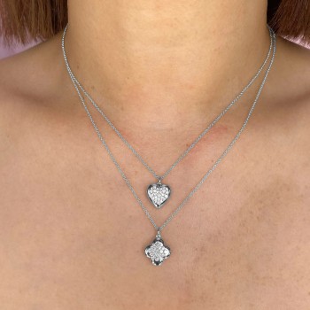 Diamond Heart Pendant Necklace 14K White Gold (0.26ct)