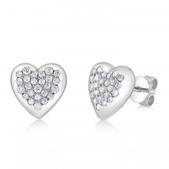 Diamond Heart Stud Earrings 14K White Gold (0.44ct)