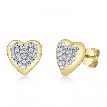 Diamond Heart Stud Earrings 14K Yellow Gold (0.44ct)