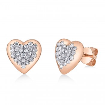 Diamond Heart Stud Earrings 14K Rose Gold (0.44ct)