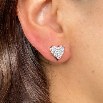 Diamond Heart Stud Earrings 14K Rose Gold (0.44ct)