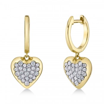 Diamond Heart Drop Earrings 14K Yellow Gold (0.44ct)