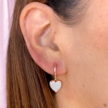 Diamond Heart Drop Earrings 14K Rose Gold (0.44ct)