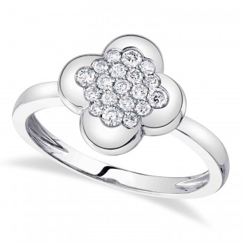 Diamond Clover Ring 14K White Gold (0.27ct)