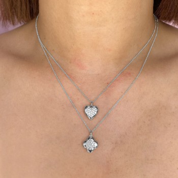 Diamond Clover Pendant Necklace 14K White Gold (0.29ct)