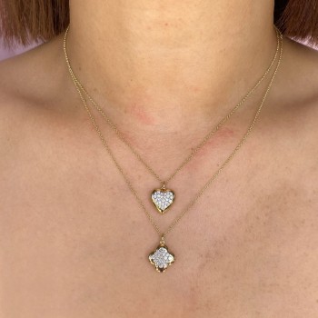 Diamond Clover Pendant Necklace 14K Yellow Gold (0.29ct)