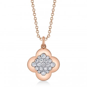 Diamond Clover Pendant Necklace 14K Rose Gold (0.29ct)