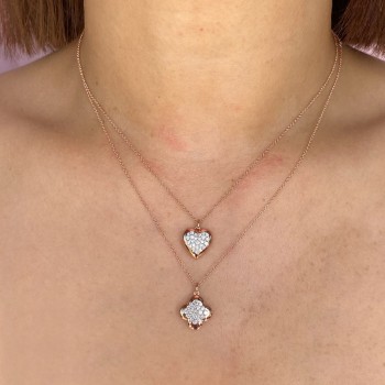 Diamond Clover Pendant Necklace 14K Rose Gold (0.29ct)