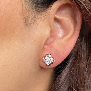 Diamond Clover Stud Earrings 14K Rose Gold (0.39ct)