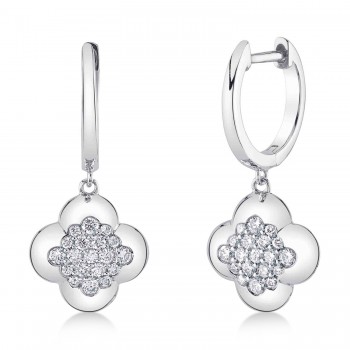 Diamond Clover Drop Earrings 14K White Gold (0.39ct)