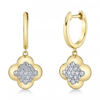 Diamond Clover Drop Earrings 14K Yellow Gold (0.39ct)