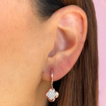 Diamond Clover Drop Earrings 14K Rose Gold (0.39ct)