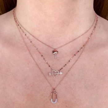 Diamond Accented Heart & Arrow Pendant Necklace 14K Rose Gold (0.16ct)