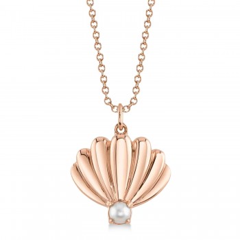 Cultured Pearl Shell Pendant Necklace 14K Rose Gold (3.5mm)