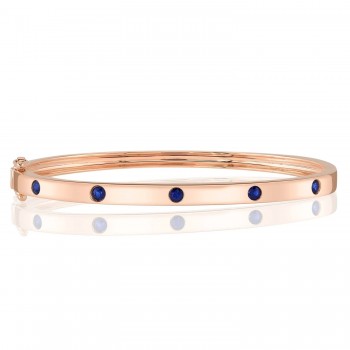 Blue Sapphire Five Stone Bangle Bracelet 14K Rose Gold (0.38ct)