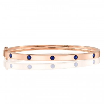 Blue Sapphire Five Stone Bangle Bracelet 14K Rose Gold (0.38ct)