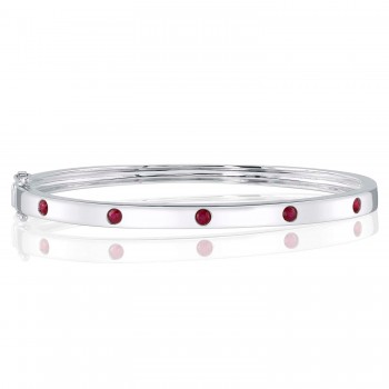 Ruby Five Stone Bangle 14K White Gold (0.38ct)