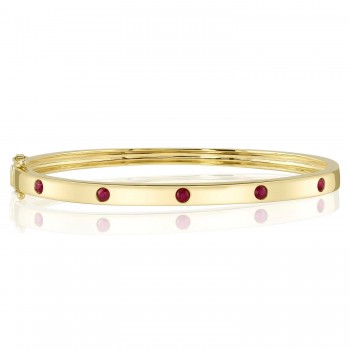 Ruby Five Stone Bangle Bracelet 14K Yellow Gold (0.38ct)