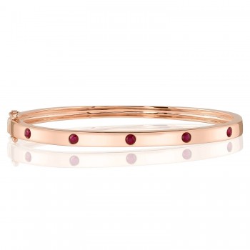 Ruby Five Stone Bangle Bracelet 14K Rose Gold (0.38ct)