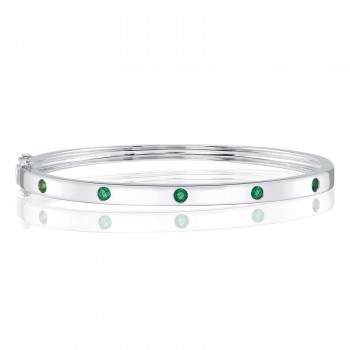 Emerald Stackable Bangle Bracelet 14K White Gold (0.38ct)