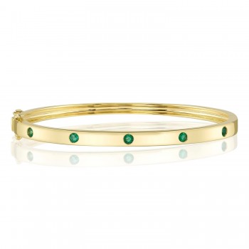 Emerald Stackable Bangle Bracelet 14K Yellow Gold (0.38ct)