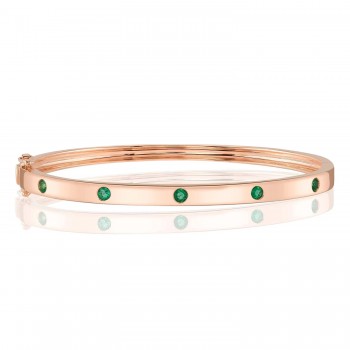 Emerald Stackable Bangle Bracelet 14K Rose Gold (0.38ct)