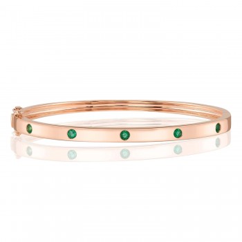 Emerald Stackable Bangle Bracelet 14K Rose Gold (0.38ct)