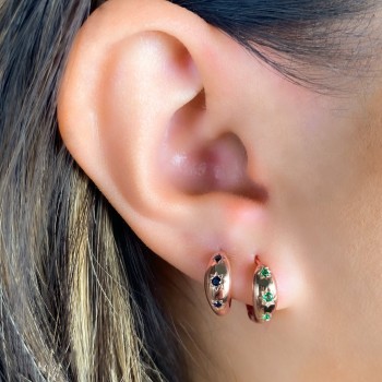 Emerald Star Huggie Earrings 14K Rose Gold (0.09ct)