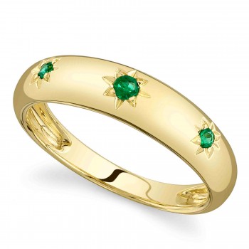 Emerald Star Band Ring 14K Yellow Gold (0.09ct)
