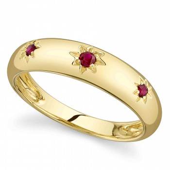 Ruby Star Band Ring 14K Yellow Gold (0.13ct)