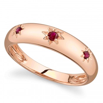 Ruby Star Wide Band Ring 14K Rose Gold (0.13ct)